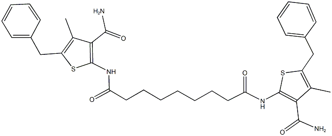 N~1~,N~9~-bis[3-(aminocarbonyl)-5-benzyl-4-methylthien-2-yl]nonanediamide Struktur