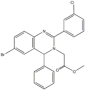 methyl (6-bromo-2-(3-chlorophenyl)-4-phenyl-3(4H)-quinazolinyl)acetate Struktur