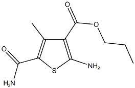 propyl 2-amino-5-(aminocarbonyl)-4-methyl-3-thiophenecarboxylate Struktur