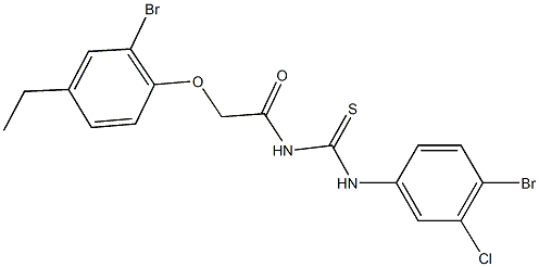 N-(4-bromo-3-chlorophenyl)-N'-[(2-bromo-4-ethylphenoxy)acetyl]thiourea Struktur