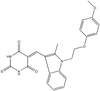 5-({1-[2-(4-methoxyphenoxy)ethyl]-2-methyl-1H-indol-3-yl}methylene)-2-thioxodihydro-4,6(1H,5H)-pyrimidinedione Struktur