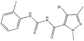 N-[(4-bromo-1,3-dimethyl-1H-pyrazol-5-yl)carbonyl]-N'-(2-iodophenyl)thiourea Struktur