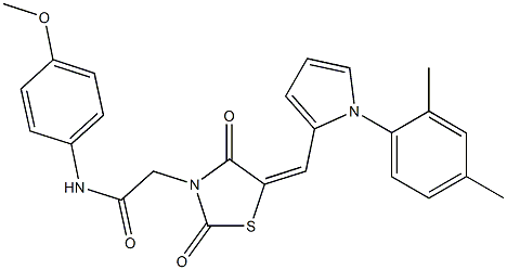 2-(5-{[1-(2,4-dimethylphenyl)-1H-pyrrol-2-yl]methylene}-2,4-dioxo-1,3-thiazolidin-3-yl)-N-(4-methoxyphenyl)acetamide Struktur