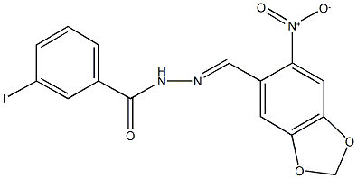 N'-({6-nitro-1,3-benzodioxol-5-yl}methylene)-3-iodobenzohydrazide Struktur