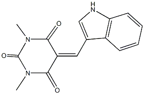 5-(1H-indol-3-ylmethylene)-1,3-dimethyl-2,4,6(1H,3H,5H)-pyrimidinetrione Struktur