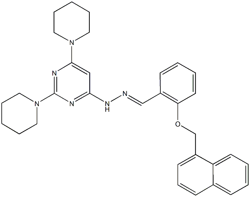 2-(1-naphthylmethoxy)benzaldehyde [2,6-di(1-piperidinyl)-4-pyrimidinyl]hydrazone Struktur