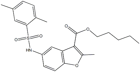 pentyl 5-{[(2,5-dimethylphenyl)sulfonyl]amino}-2-methyl-1-benzofuran-3-carboxylate Struktur