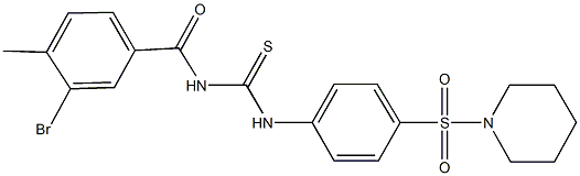 N-(3-bromo-4-methylbenzoyl)-N'-[4-(piperidin-1-ylsulfonyl)phenyl]thiourea Struktur