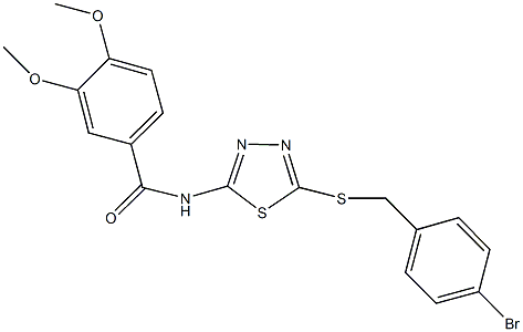 N-{5-[(4-bromobenzyl)sulfanyl]-1,3,4-thiadiazol-2-yl}-3,4-dimethoxybenzamide Struktur