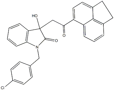 1-(4-chlorobenzyl)-3-[2-(1,2-dihydroacenaphthylen-5-yl)-2-oxoethyl]-3-hydroxy-1,3-dihydro-2H-indol-2-one Struktur