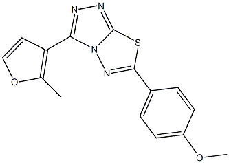 methyl 4-[3-(2-methyl-3-furyl)[1,2,4]triazolo[3,4-b][1,3,4]thiadiazol-6-yl]phenyl ether Struktur