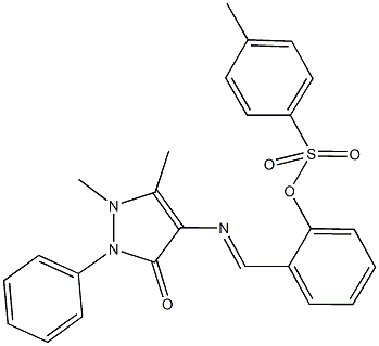 2-{[(1,5-dimethyl-3-oxo-2-phenyl-2,3-dihydro-1H-pyrazol-4-yl)imino]methyl}phenyl 4-methylbenzenesulfonate Struktur