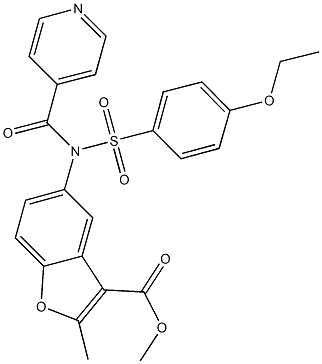 methyl 5-[[(4-ethoxyphenyl)sulfonyl](isonicotinoyl)amino]-2-methyl-1-benzofuran-3-carboxylate Struktur