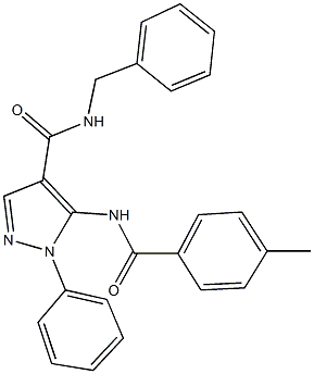 N-benzyl-5-[(4-methylbenzoyl)amino]-1-phenyl-1H-pyrazole-4-carboxamide Struktur