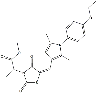 methyl 2-(5-{[1-(4-ethoxyphenyl)-2,5-dimethyl-1H-pyrrol-3-yl]methylene}-2,4-dioxo-1,3-thiazolidin-3-yl)propanoate Struktur