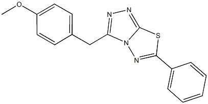 methyl 4-[(6-phenyl[1,2,4]triazolo[3,4-b][1,3,4]thiadiazol-3-yl)methyl]phenyl ether Struktur