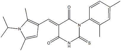 1-(2,4-dimethylphenyl)-5-[(1-isopropyl-2,5-dimethyl-1H-pyrrol-3-yl)methylene]-2-thioxodihydro-4,6(1H,5H)-pyrimidinedione Struktur