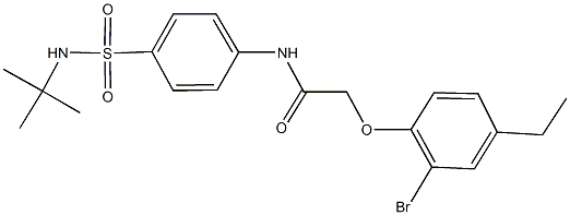 2-(2-bromo-4-ethylphenoxy)-N-{4-[(tert-butylamino)sulfonyl]phenyl}acetamide Struktur