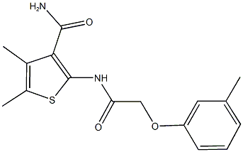 4,5-dimethyl-2-{[(3-methylphenoxy)acetyl]amino}thiophene-3-carboxamide Struktur