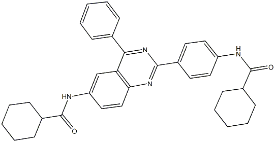 N-(2-{4-[(cyclohexylcarbonyl)amino]phenyl}-4-phenyl-6-quinazolinyl)cyclohexanecarboxamide Struktur