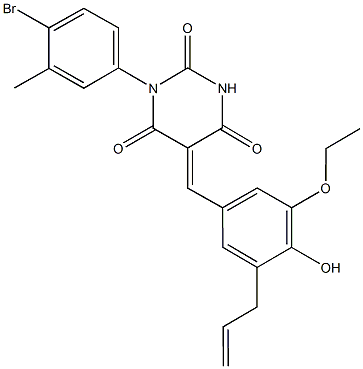 5-(3-allyl-5-ethoxy-4-hydroxybenzylidene)-1-(4-bromo-3-methylphenyl)-2,4,6(1H,3H,5H)-pyrimidinetrione Struktur