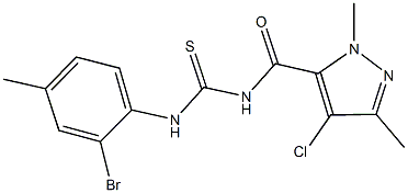 N-(2-bromo-4-methylphenyl)-N'-[(4-chloro-1,3-dimethyl-1H-pyrazol-5-yl)carbonyl]thiourea Struktur