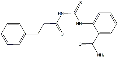 2-({[(3-phenylpropanoyl)amino]carbothioyl}amino)benzamide Struktur