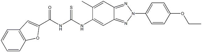 N-(1-benzofuran-2-ylcarbonyl)-N'-[2-(4-ethoxyphenyl)-6-methyl-2H-1,2,3-benzotriazol-5-yl]thiourea Struktur