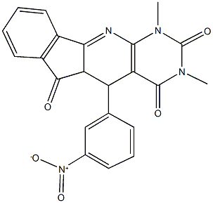 5-{3-nitrophenyl}-1,3-dimethyl-5,5a-dihydro-1H-indeno[2',1':5,6]pyrido[2,3-d]pyrimidine-2,4,6(3H)-trione Struktur