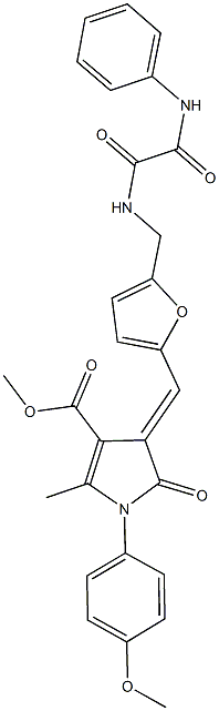 methyl 4-{[5-({[anilino(oxo)acetyl]amino}methyl)-2-furyl]methylene}-1-(4-methoxyphenyl)-2-methyl-5-oxo-4,5-dihydro-1H-pyrrole-3-carboxylate Struktur