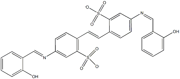 5-[(2-hydroxybenzylidene)amino]-2-(2-{4-[(2-hydroxybenzylidene)amino]-2-sulfonatophenyl}vinyl)benzenesulfonate Struktur