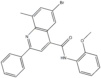 6-bromo-N-(2-methoxyphenyl)-8-methyl-2-phenyl-4-quinolinecarboxamide Struktur