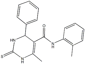 6-methyl-N-(2-methylphenyl)-4-phenyl-2-thioxo-1,2,3,4-tetrahydro-5-pyrimidinecarboxamide Struktur