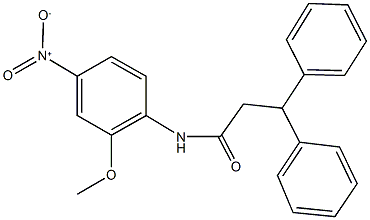 N-{4-nitro-2-methoxyphenyl}-3,3-diphenylpropanamide Struktur