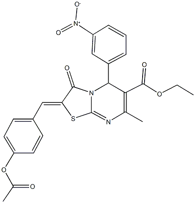 ethyl 2-[4-(acetyloxy)benzylidene]-5-{3-nitrophenyl}-7-methyl-3-oxo-2,3-dihydro-5H-[1,3]thiazolo[3,2-a]pyrimidine-6-carboxylate Struktur