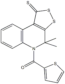 4,4-dimethyl-5-(2-thienylcarbonyl)-4,5-dihydro-1H-[1,2]dithiolo[3,4-c]quinoline-1-thione Struktur