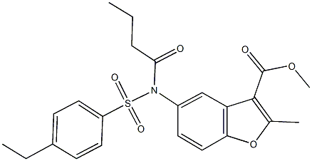 methyl 5-{butyryl[(4-ethylphenyl)sulfonyl]amino}-2-methyl-1-benzofuran-3-carboxylate Struktur