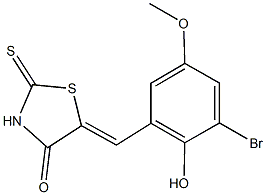 5-(3-bromo-2-hydroxy-5-methoxybenzylidene)-2-thioxo-1,3-thiazolidin-4-one Struktur