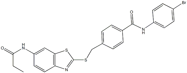 N-(4-bromophenyl)-4-({[6-(propionylamino)-1,3-benzothiazol-2-yl]sulfanyl}methyl)benzamide Struktur