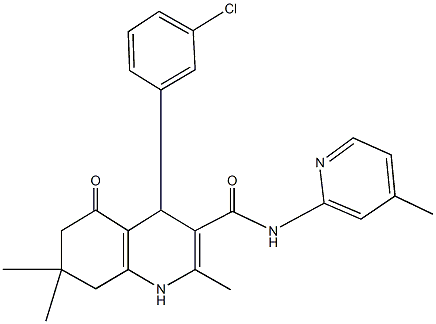 4-(3-chlorophenyl)-2,7,7-trimethyl-N-(4-methylpyridin-2-yl)-5-oxo-1,4,5,6,7,8-hexahydroquinoline-3-carboxamide Structure