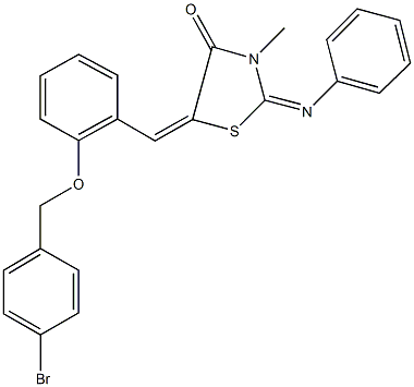 5-{2-[(4-bromobenzyl)oxy]benzylidene}-3-methyl-2-(phenylimino)-1,3-thiazolidin-4-one Struktur