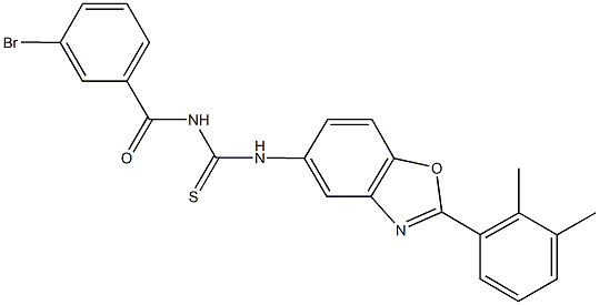 N-(3-bromobenzoyl)-N'-[2-(2,3-dimethylphenyl)-1,3-benzoxazol-5-yl]thiourea Struktur