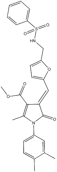 methyl 1-(3,4-dimethylphenyl)-2-methyl-5-oxo-4-[(5-{[(phenylsulfonyl)amino]methyl}-2-furyl)methylene]-4,5-dihydro-1H-pyrrole-3-carboxylate Struktur