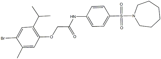 N-[4-(azepan-1-ylsulfonyl)phenyl]-2-(4-bromo-2-isopropyl-5-methylphenoxy)acetamide Struktur