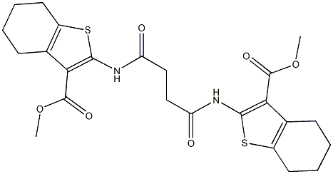 methyl 2-[(4-{[3-(methoxycarbonyl)-4,5,6,7-tetrahydro-1-benzothien-2-yl]amino}-4-oxobutanoyl)amino]-4,5,6,7-tetrahydro-1-benzothiophene-3-carboxylate Struktur