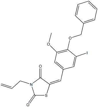 3-allyl-5-[4-(benzyloxy)-3-iodo-5-methoxybenzylidene]-1,3-thiazolidine-2,4-dione Struktur