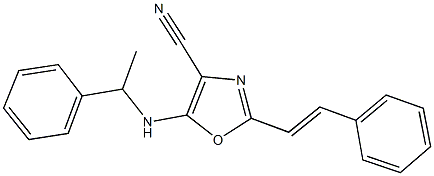 5-[(1-phenylethyl)amino]-2-(2-phenylvinyl)-1,3-oxazole-4-carbonitrile Struktur