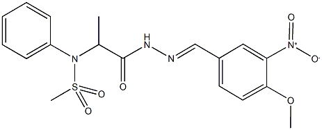 N-[2-(2-{3-nitro-4-methoxybenzylidene}hydrazino)-1-methyl-2-oxoethyl]-N-phenylmethanesulfonamide Struktur