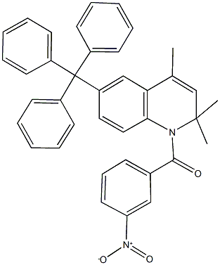 1-{3-nitrobenzoyl}-2,2,4-trimethyl-6-trityl-1,2-dihydroquinoline Struktur