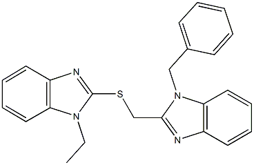 (1-benzyl-1H-benzimidazol-2-yl)methyl 1-ethyl-1H-benzimidazol-2-yl sulfide Struktur